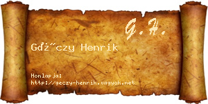 Géczy Henrik névjegykártya