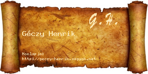 Géczy Henrik névjegykártya